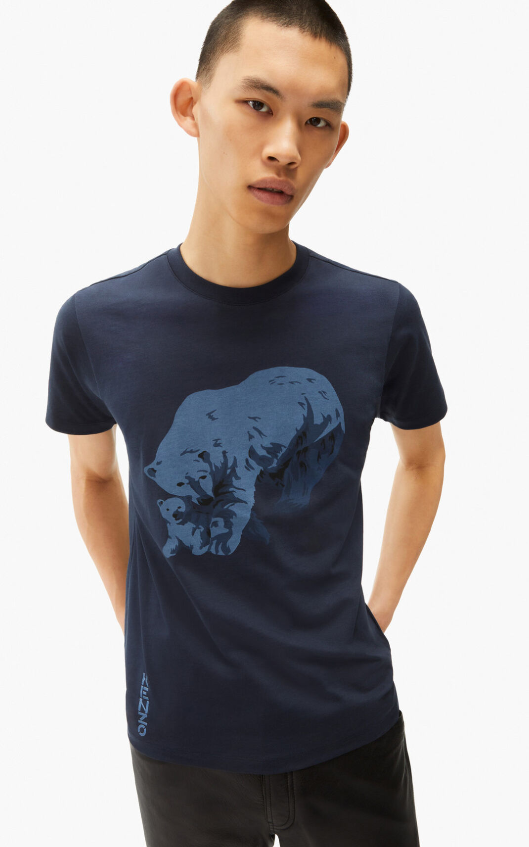 Kenzo The Winter Capsule Polar Bear T Shirt Blue Black For Mens 5203VFITL